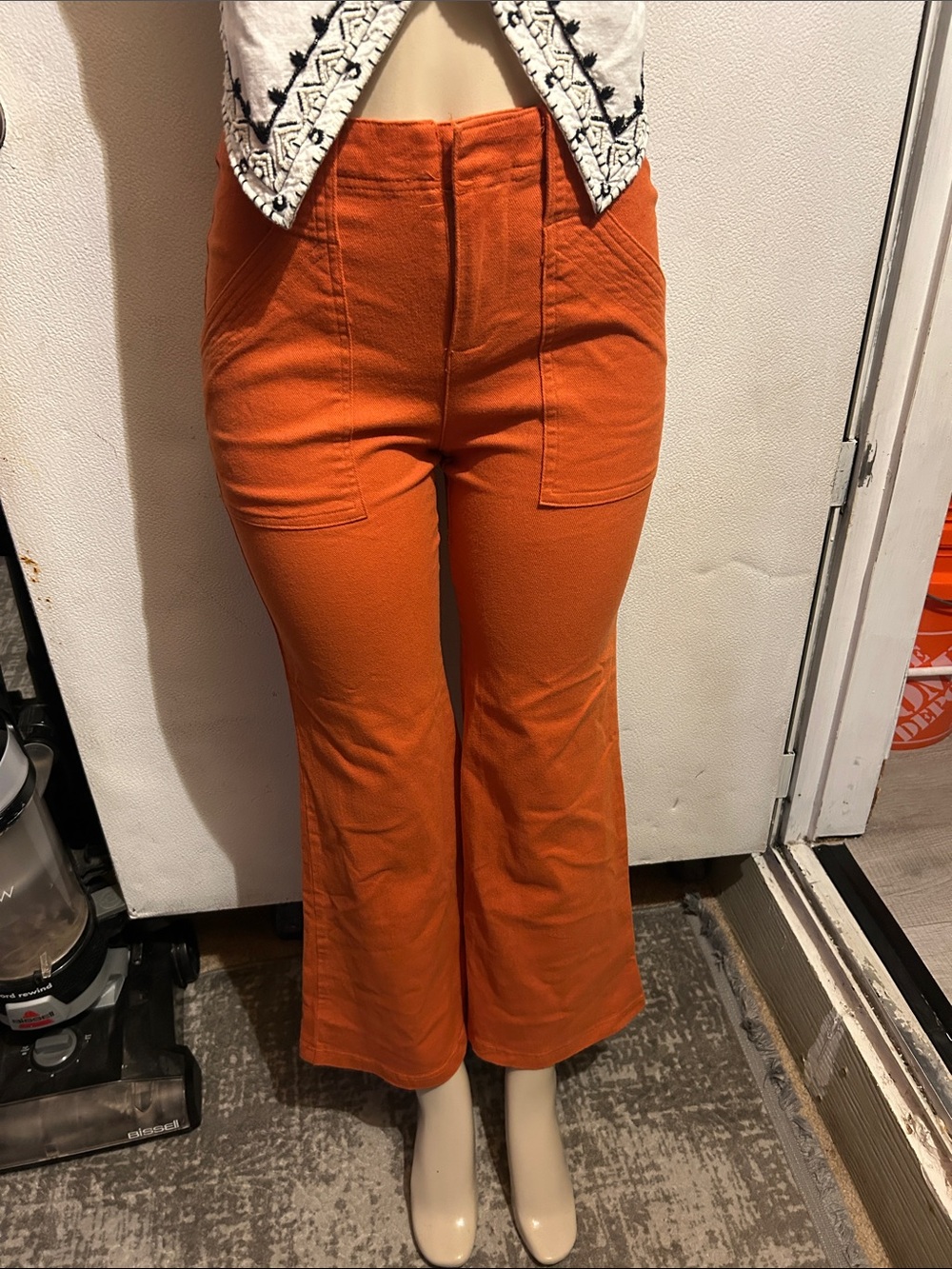 Umgee Burnt Orange High-Rise Flare Jeans